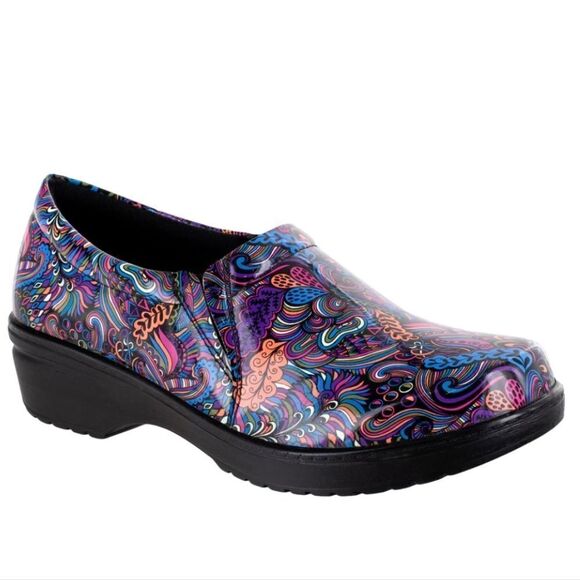 Easy Street Women's Tiffany Clogs Patent Bright Floral Paisley 9 - Picture 1 of 15